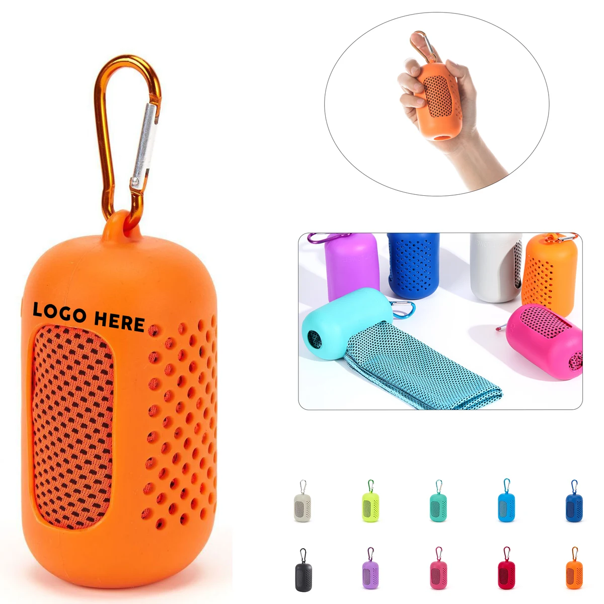 Portable Evaporative Cooling Towel with Silicone Storage Case 1
