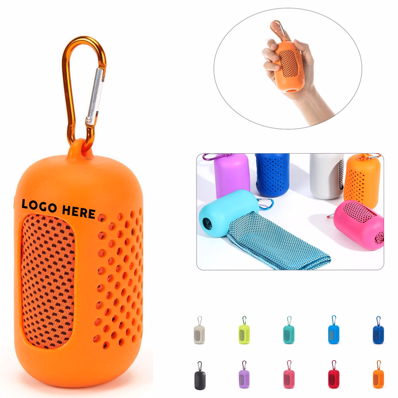 Portable Evaporative Cooling Towel with Silicone Storage Case