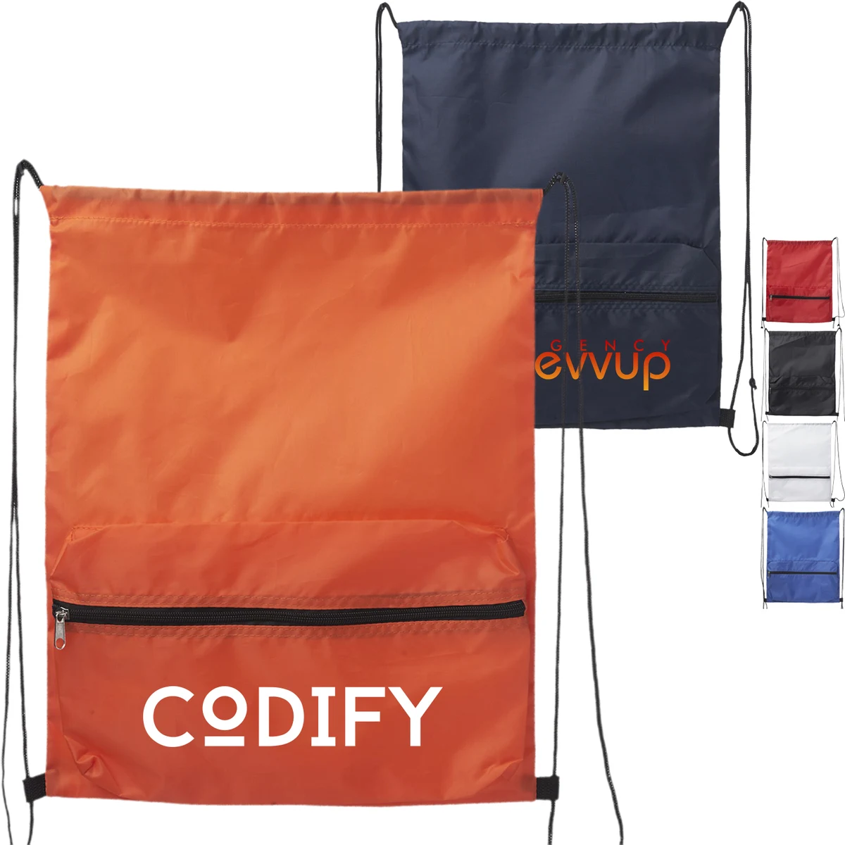 Drawstring with Front Large Zipper Pocket (14.56" x 18.11") 1