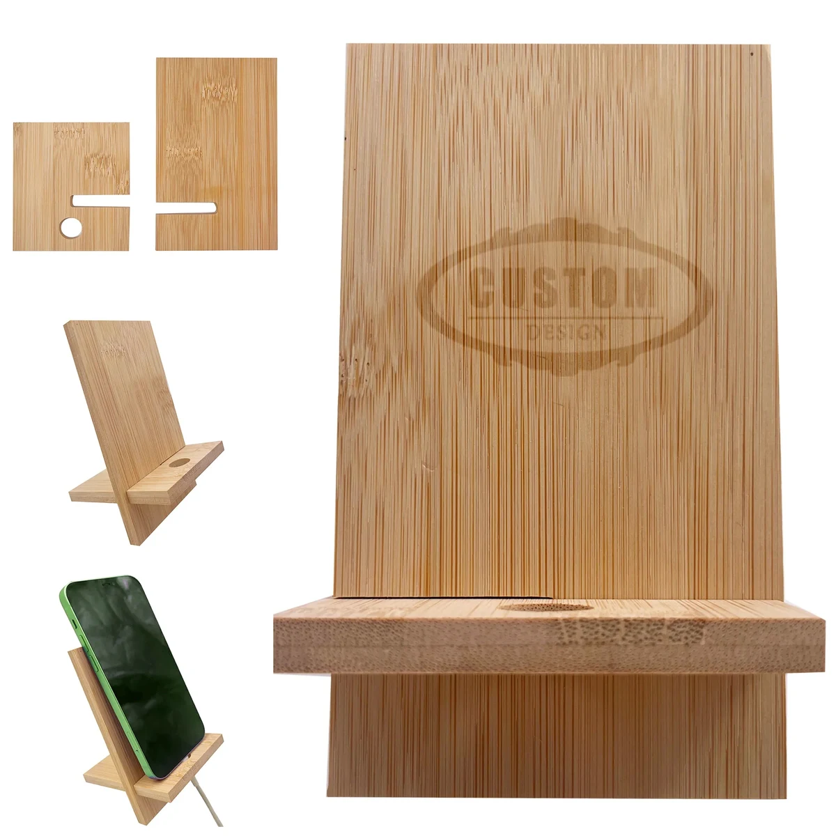 Bamboo Phone Stand with Charging Hole 1