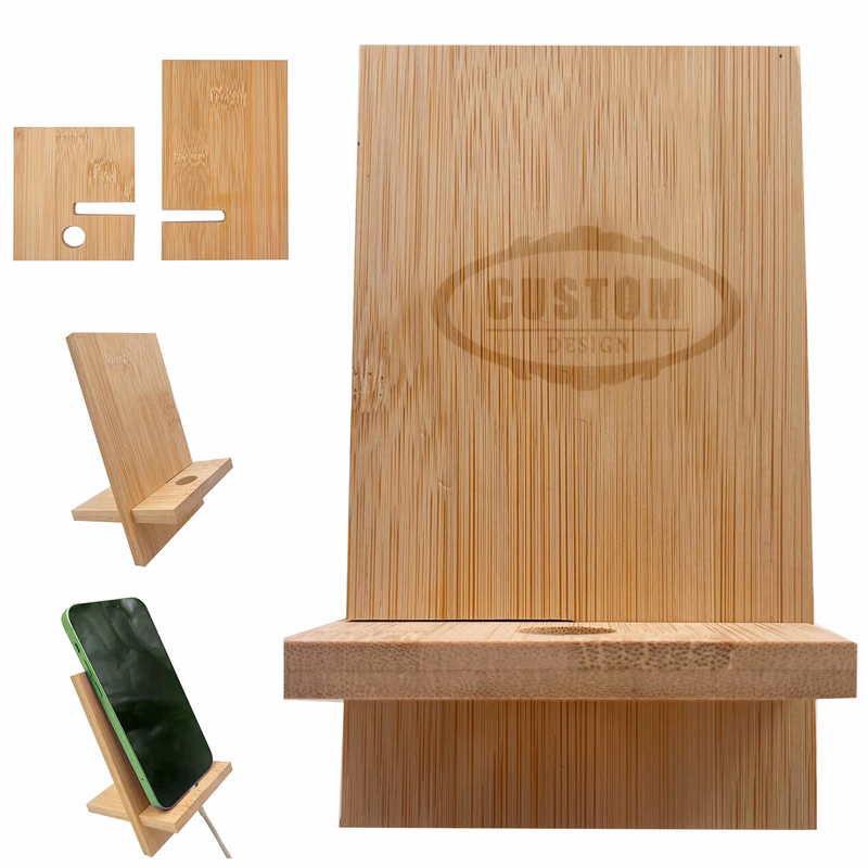 Bamboo Phone Stand with Charging Hole