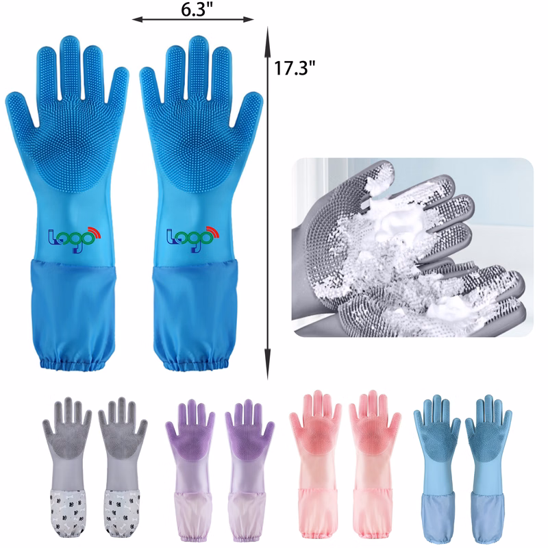 MOQ 50 PCS Durable Long Pet Bath Silicone Gloves