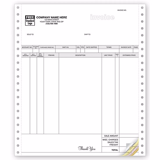 Invoices, Continuous, Parchment