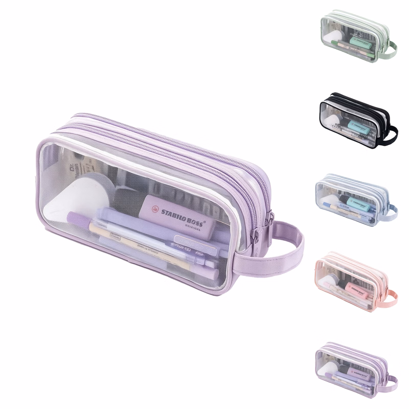 School Double-layer Mesh Pencil Case