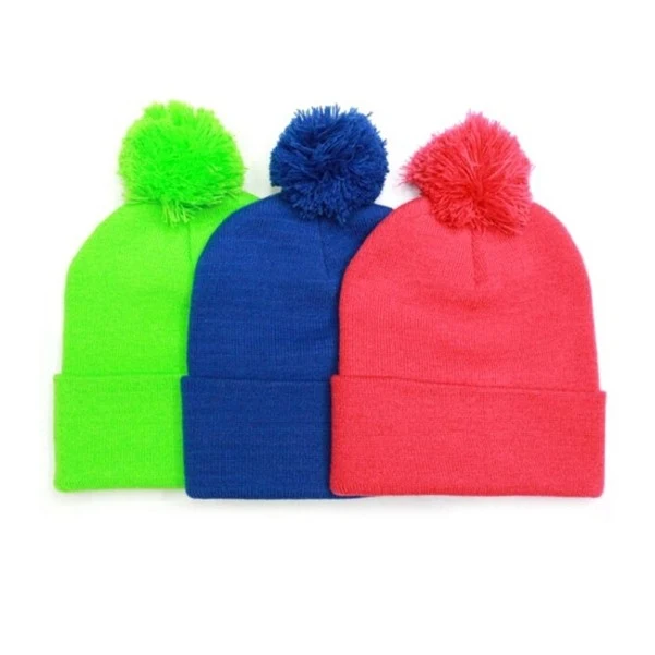 Knit Cuff beanie with Pompom 1