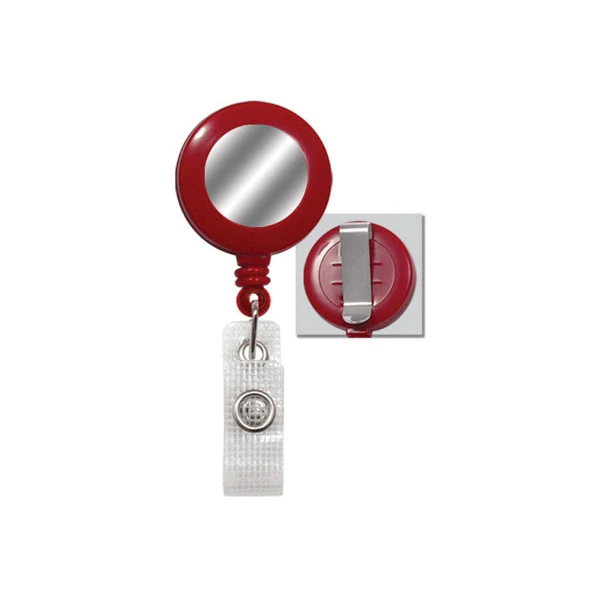 Round Solid Opaque Clip On Fast Ship Plastic Badge Reel (Red) 1