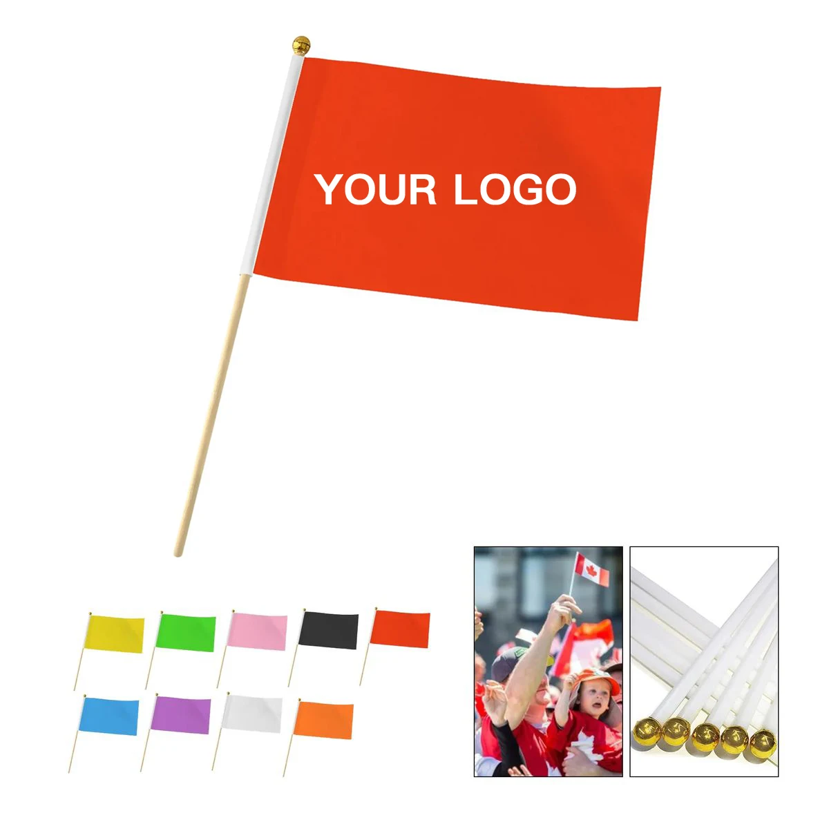 Hand Flag Polyester Fabric with Plastic Pole 1