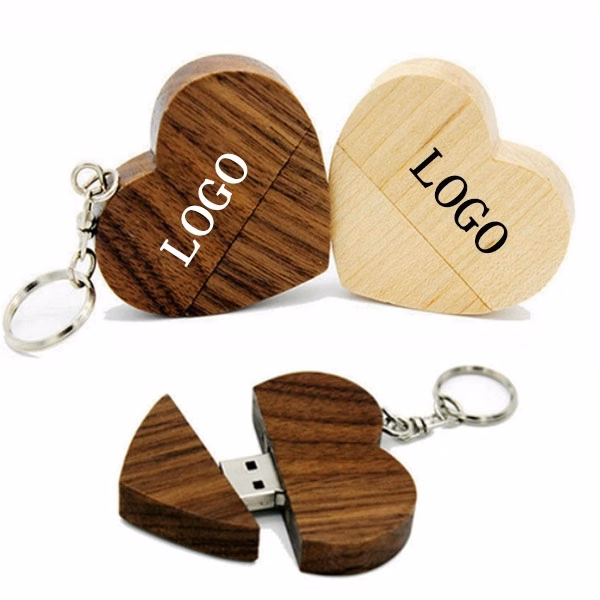 Heart Shape Wooden USB Flash Drive