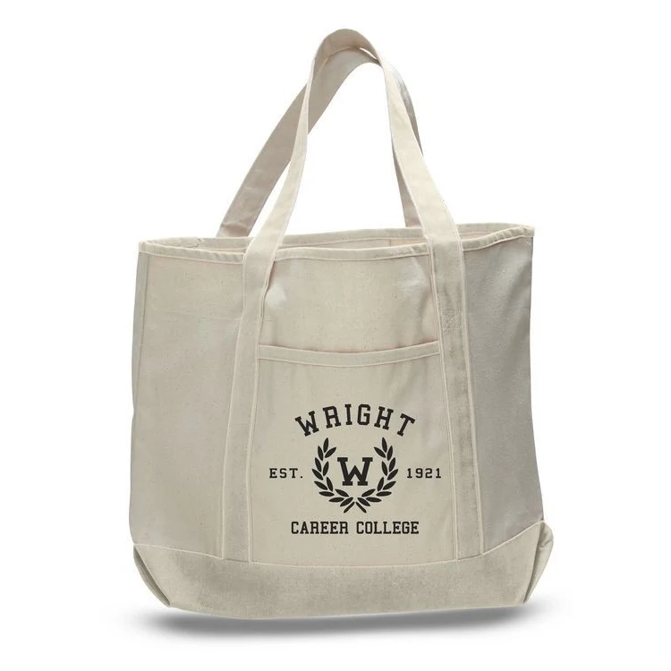 2 Tone Canvas Tote Bag w/ Interior Zipper Pocket - 22"x16"x6" 1