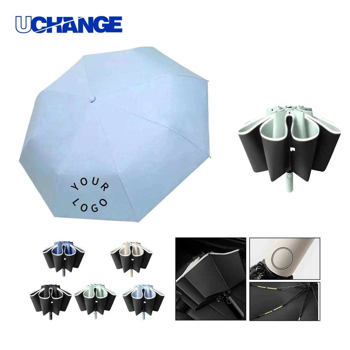 Reflective Folding Umbrella with Auto Open Close 1