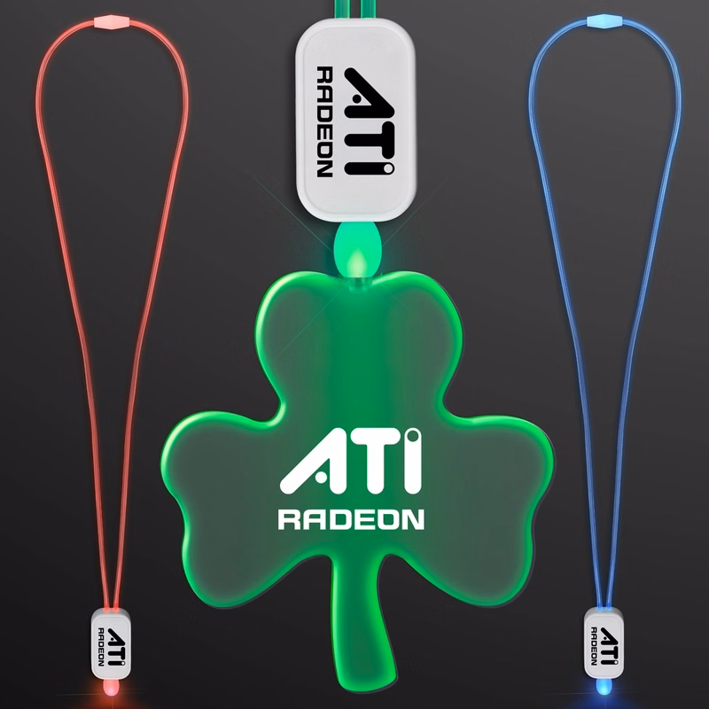 LED Neon Lanyard with Acrylic Shamrock Pendant