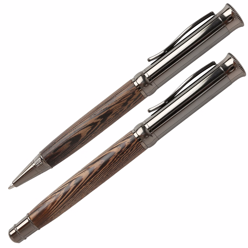 TiTUS® Vintage Wooden Pen Set – Ballpoint & Rollerball Duo with Gift Box