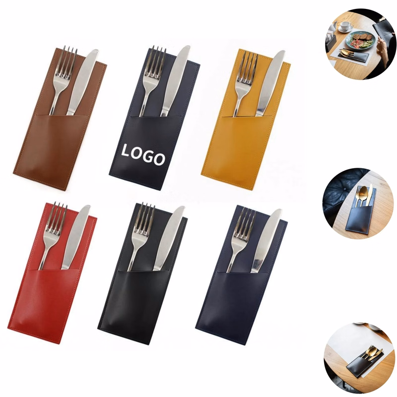 Pu Leather Utensil Holder Bag Christmas Table Decor