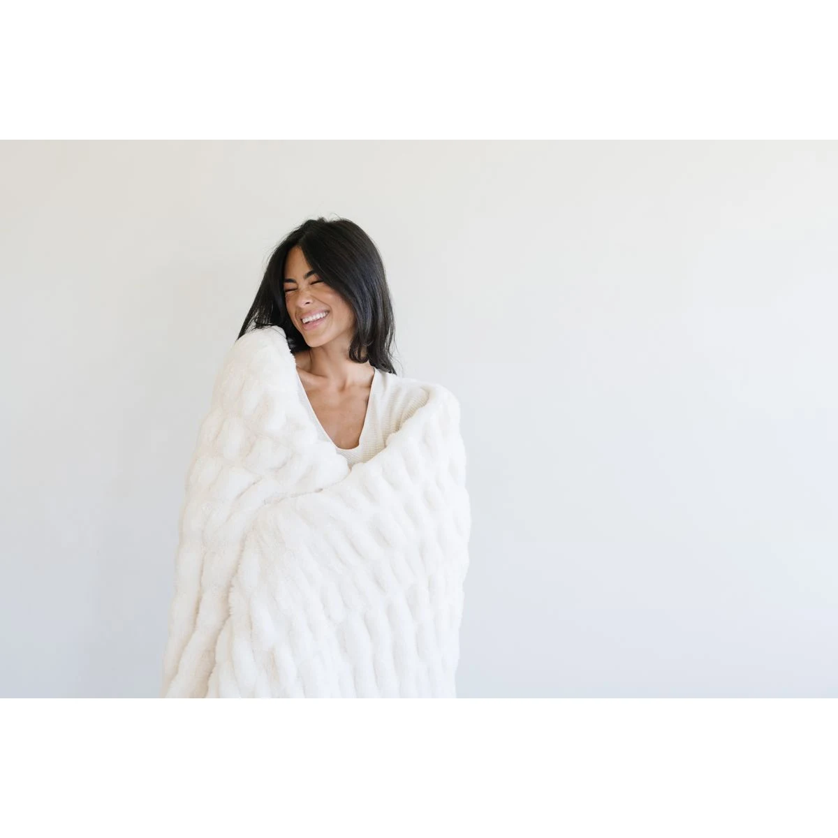 Double Ruched Snow-XL Luxury Blanket (60x80) 1