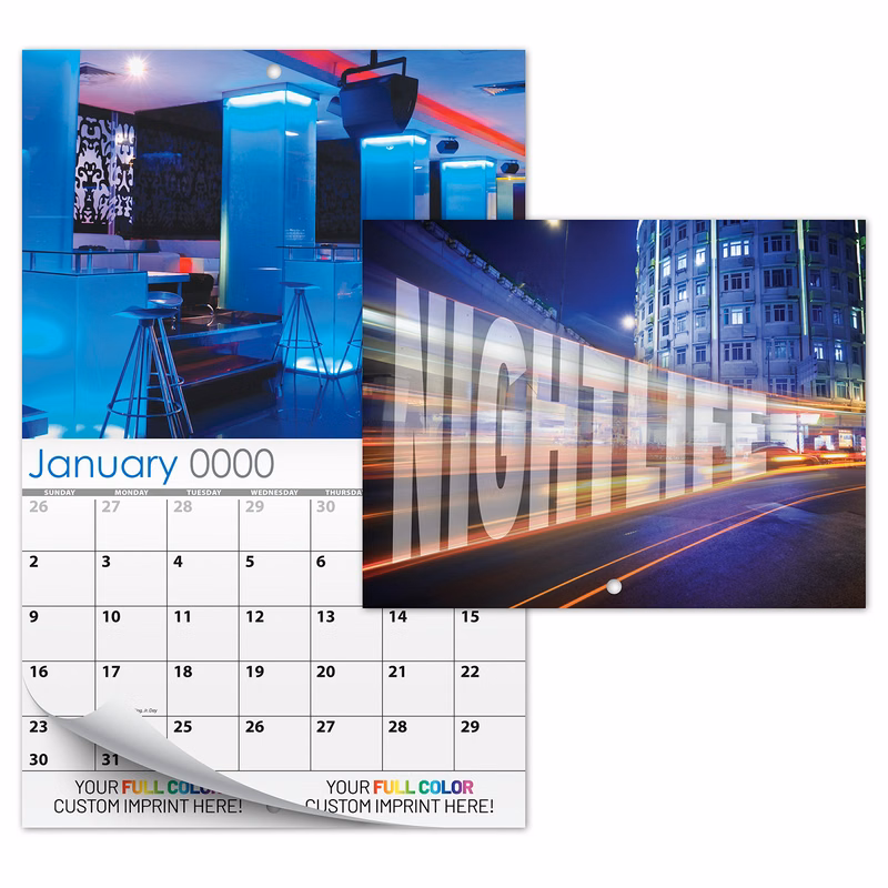 13 Month Custom Appointment Wall Calendar (High Gloss UV-Coated Cover)- NIGHTLIFE