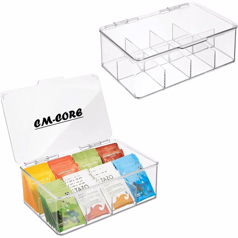 Plastic Tea Bag Divided Storage Organizer Container Box