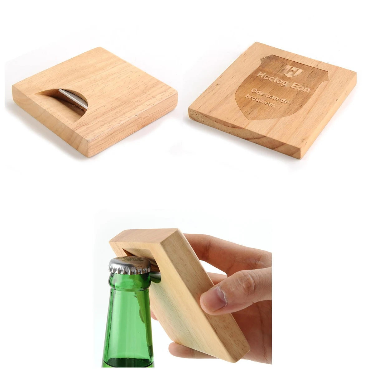 3.5'' Wood Bottle Opener Coaster 1