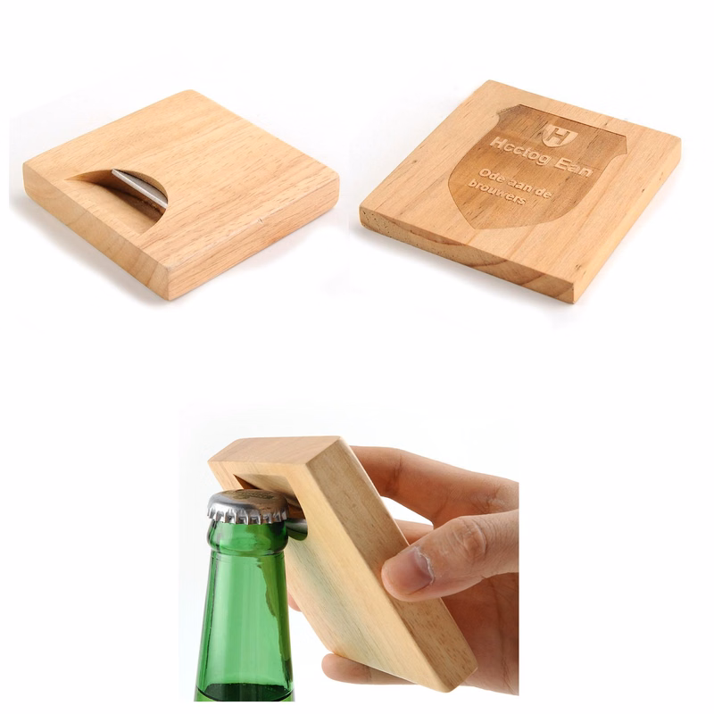 3.5'' Wood Bottle Opener Coaster