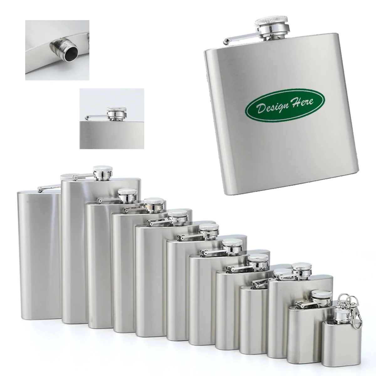 8 OZ Stainless Steel Flask, custom water bottle with logo imprint 1