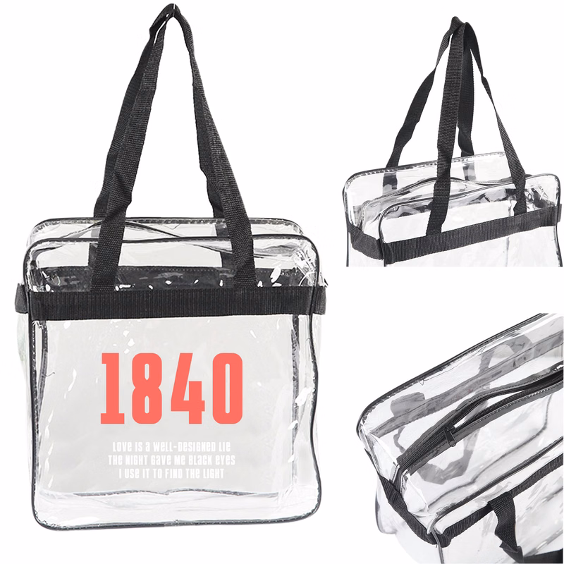 Clear Stadium Tote Zipper Bag