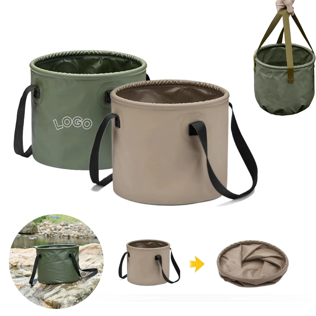 Outdoor Camping Portable Handle Folding Bucket 1