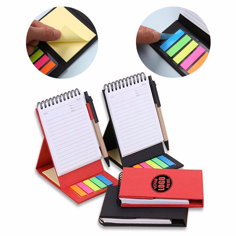 Foldable Spiral Sticky Notes Notebook With Pen
