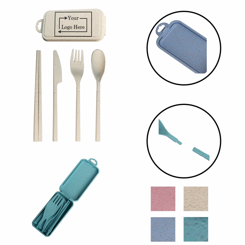 Silkscreen Biodegradable Wheat Straw Cultery Set