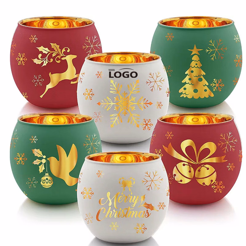 Christmas Decorative Glass Candle Holders - Set of 6