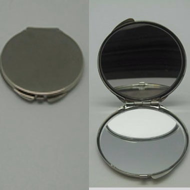 Silver Plated Round Compact Mirror