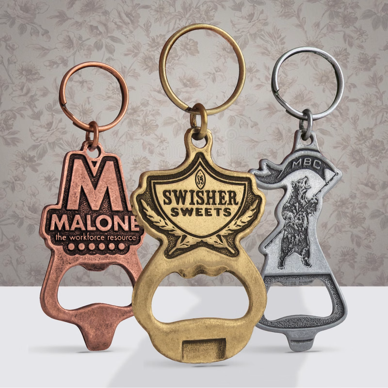 Custom 2 in 1 Can and Bottle Key Chain Opener (Econo)