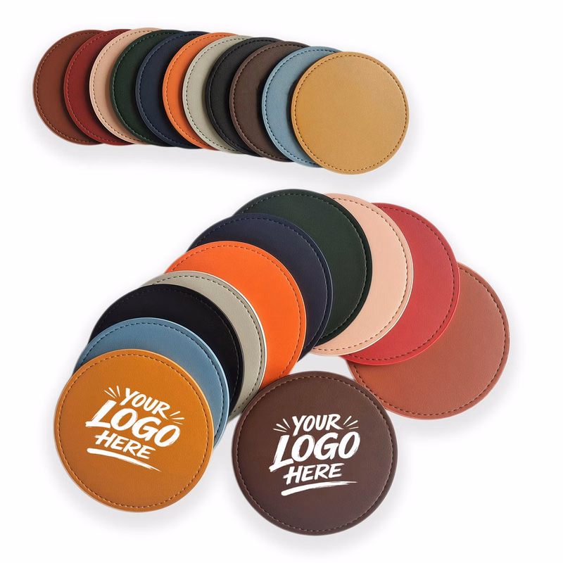 4in PU Leather Coaster Non Slip Heat Resistant Pad
