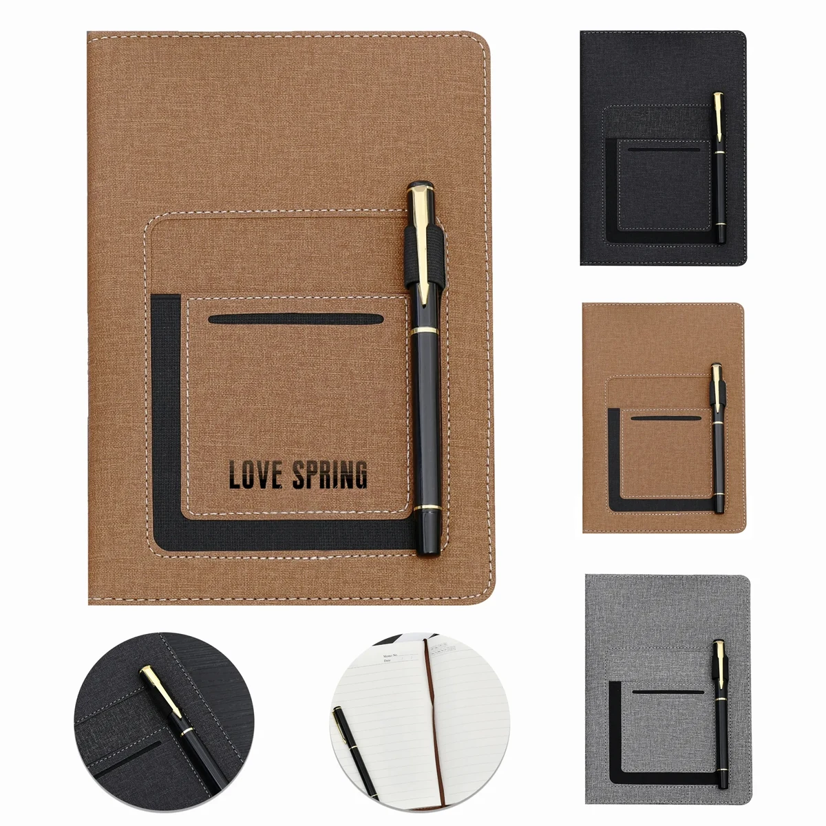 Canvas Journals with Leatherette Phone Pouch 1