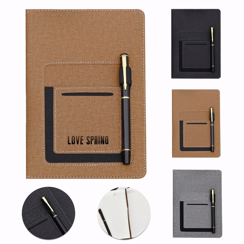 Canvas Journals with Leatherette Phone Pouch