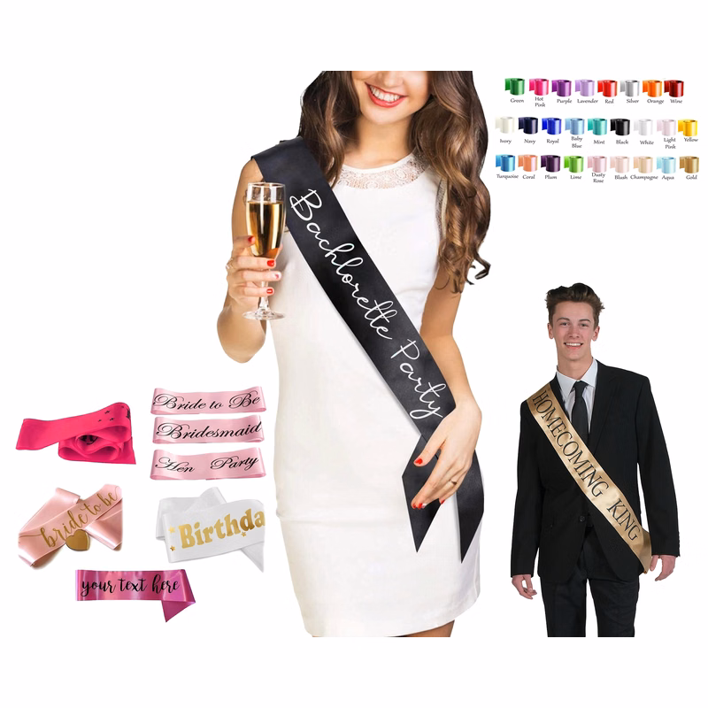 Custom Printed Party Satin Sash- Premium Version