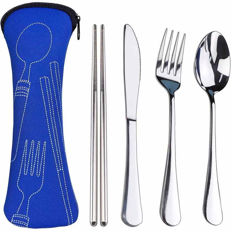 Portable Silverware Set With Case