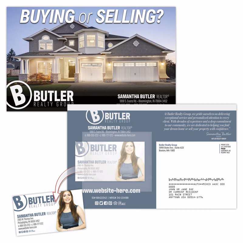 ClearPeel Postcard (8.5x5.25) - Laminated with Business Card Magnet (25 mil.) - 14 pt.