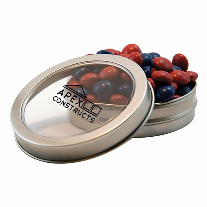 Candy Window Tin Short Round - Candy Filling