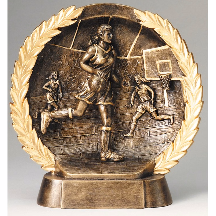 Basketball Female High Relief Circular Plate Award