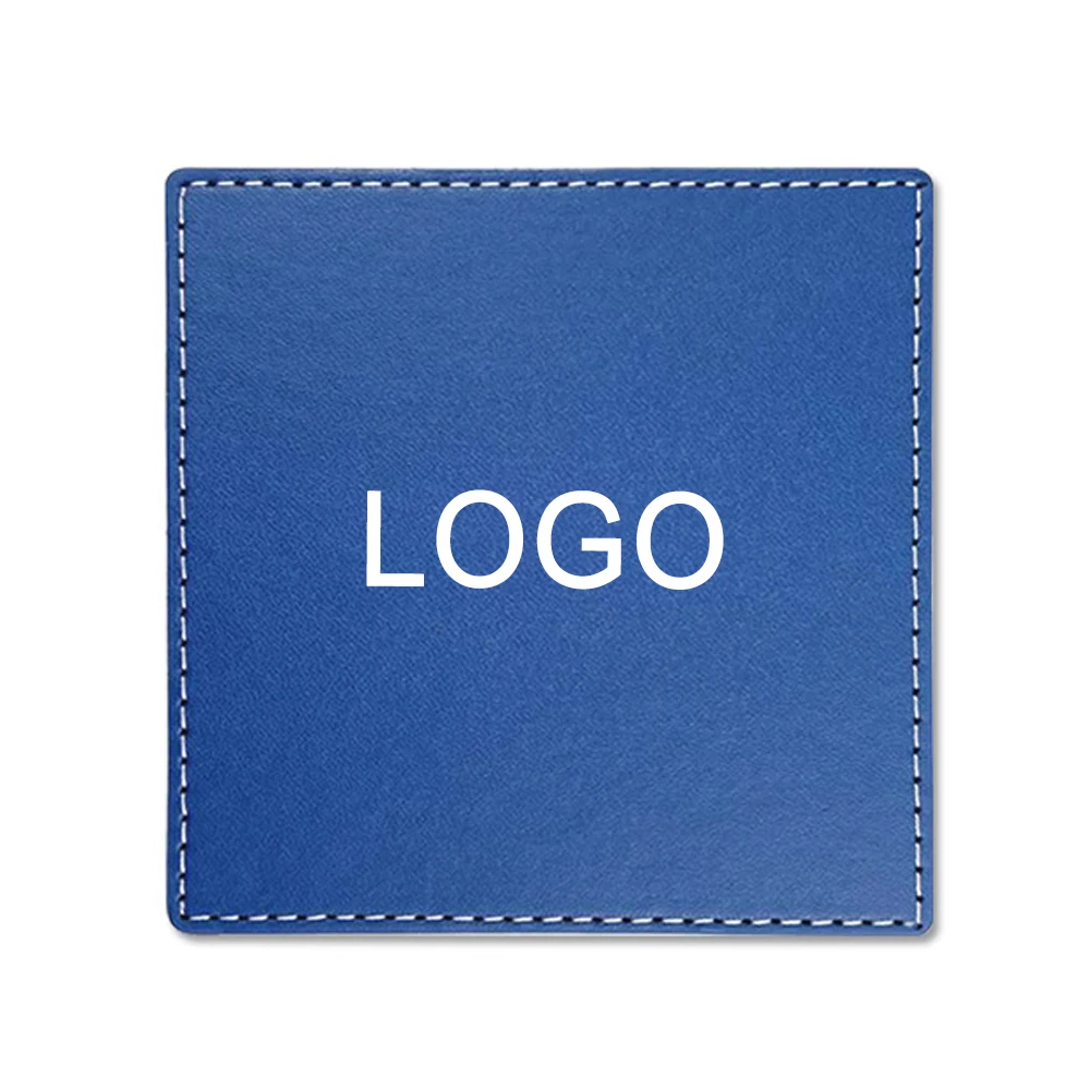 Square PU Leather Cup Coasters With Stitching 1