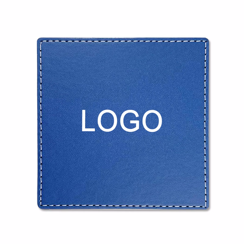 Square PU Leather Cup Coasters With Stitching