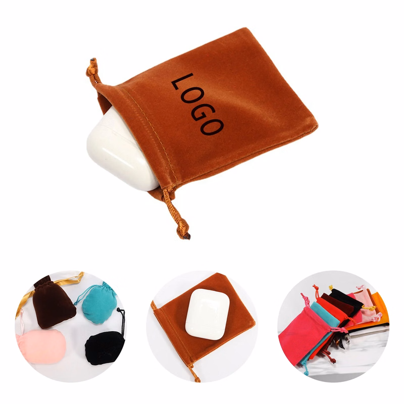 Flocked Drawstring Bag With Logo For Collecting