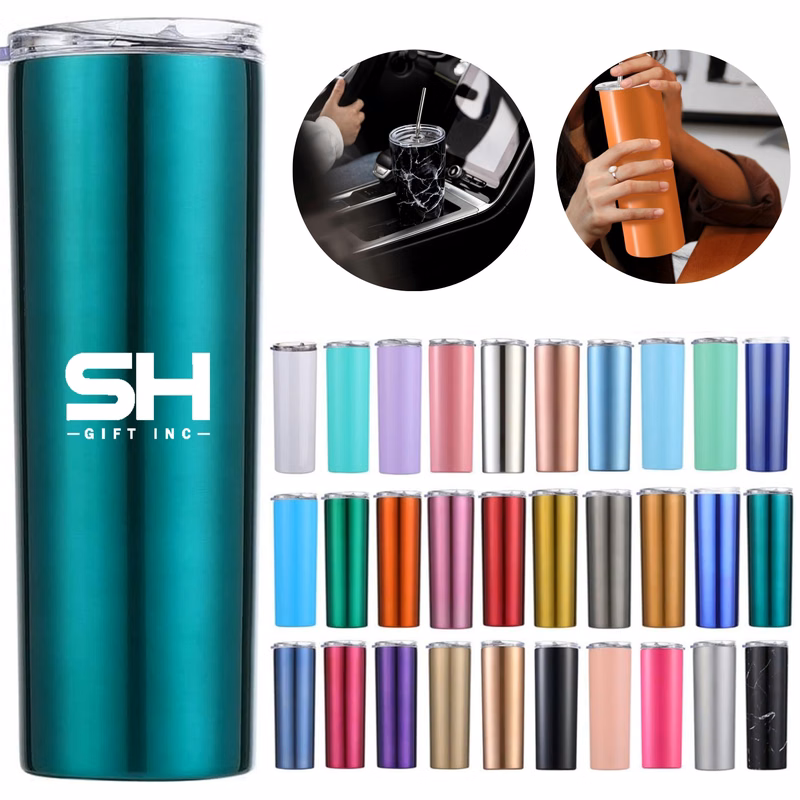 20oz Stainless Steel Skinny Insulated Tumbler with Straw