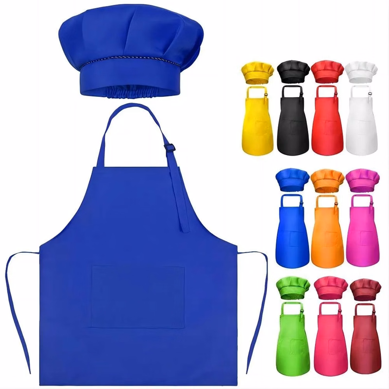 Kids Aprons Chef Hats Set