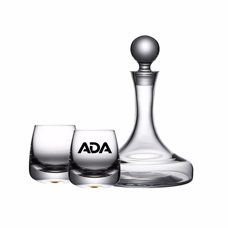 37oz Crystal Whiskey Decanter Set w/ 2 Glasses