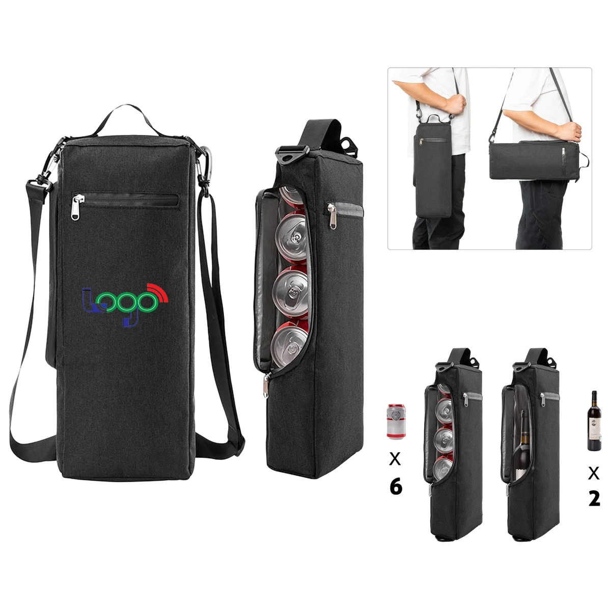 Full Color Insulated Wine and Beer Cooler Bag with Shoulder Strap 1