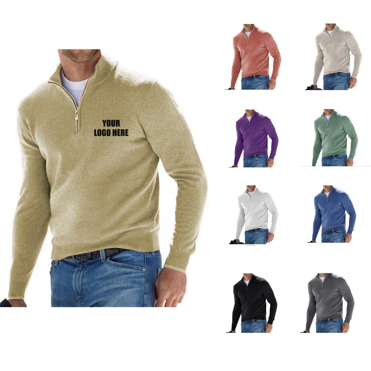 Long Sleeve Quarter Zip Fleece Sweatshirt, custom hoodie or sweatshirt with logo imprint 1
