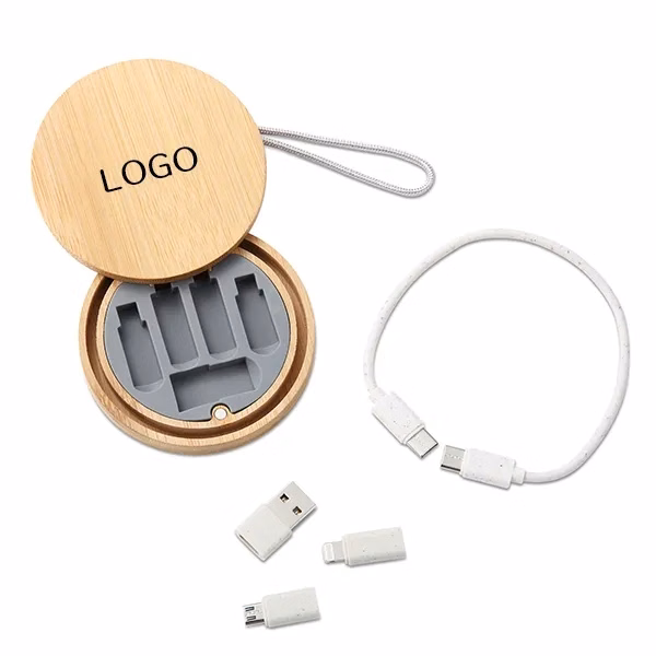 Bamboo Round Multi USB Charging Cable Kit