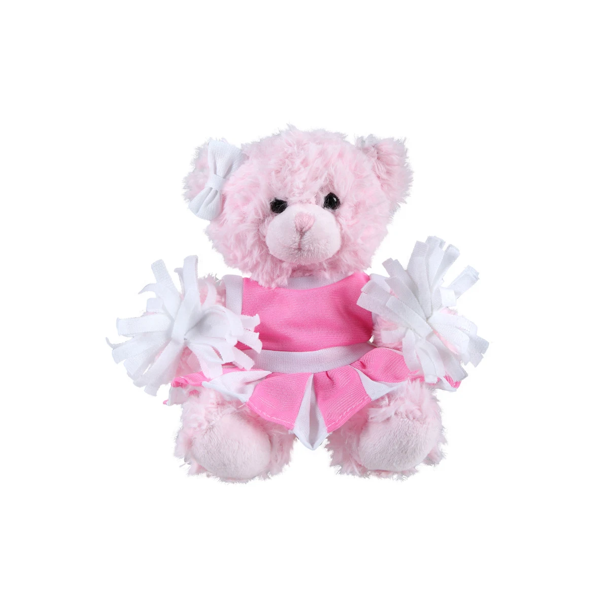 soft plush Pink Curly Sitting Bear with cheerleader outfit 1