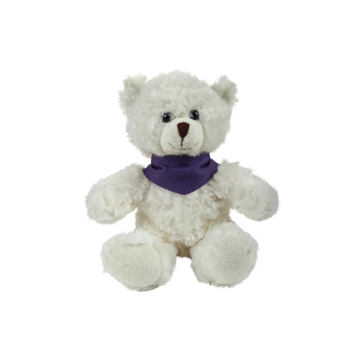 soft plush Cream Curly Sitting Bear with bandana 1