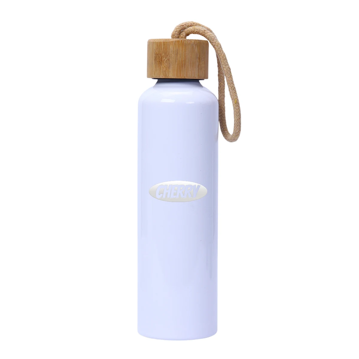 20oz Aluminum Water Bottle W/ Bamboo Lid & Carry Rope, custom water bottle with logo imprint 1